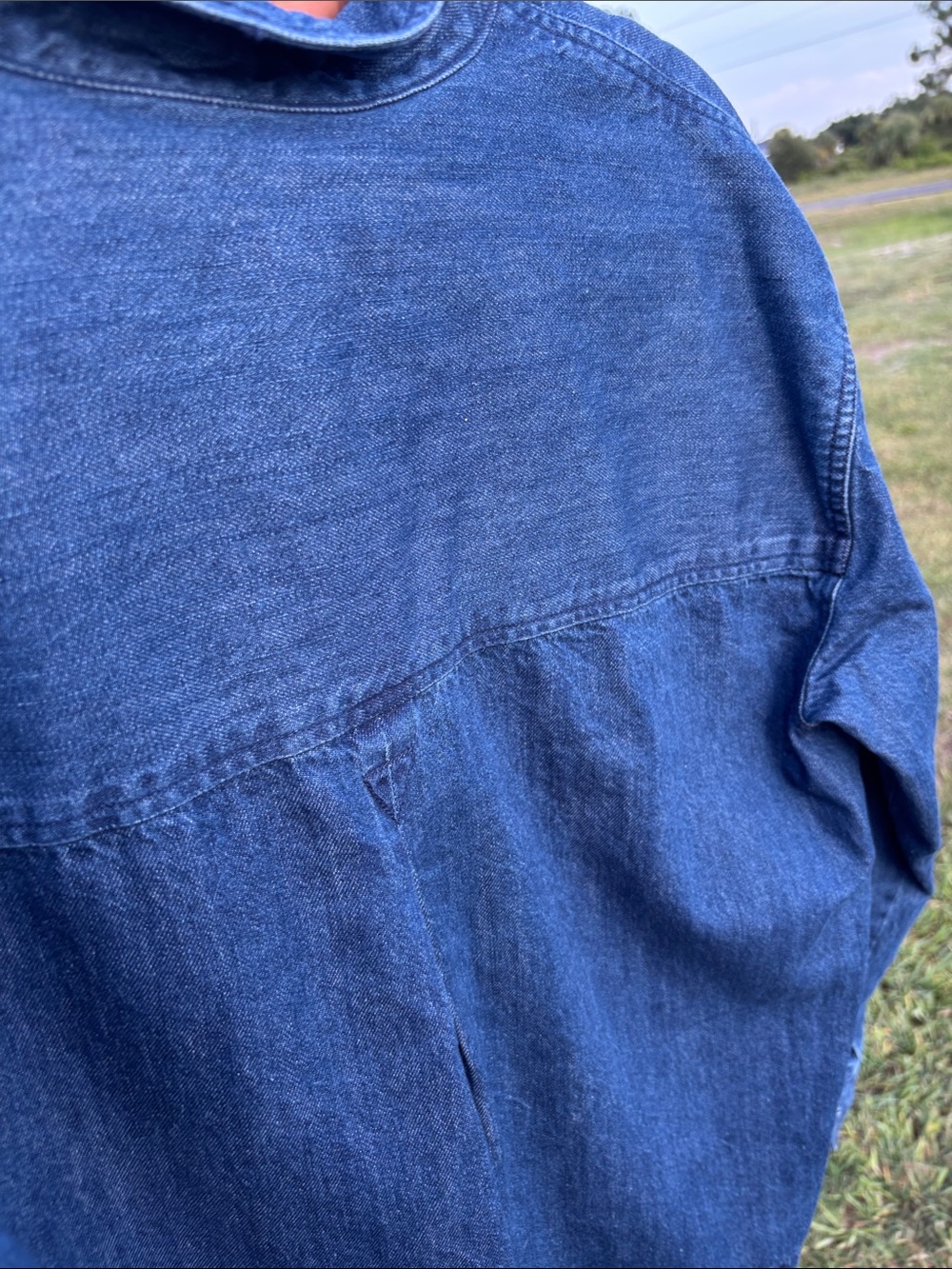 Long Sleeve Denim Pullover Shirt - Classic Blue - Picture 9 of 10